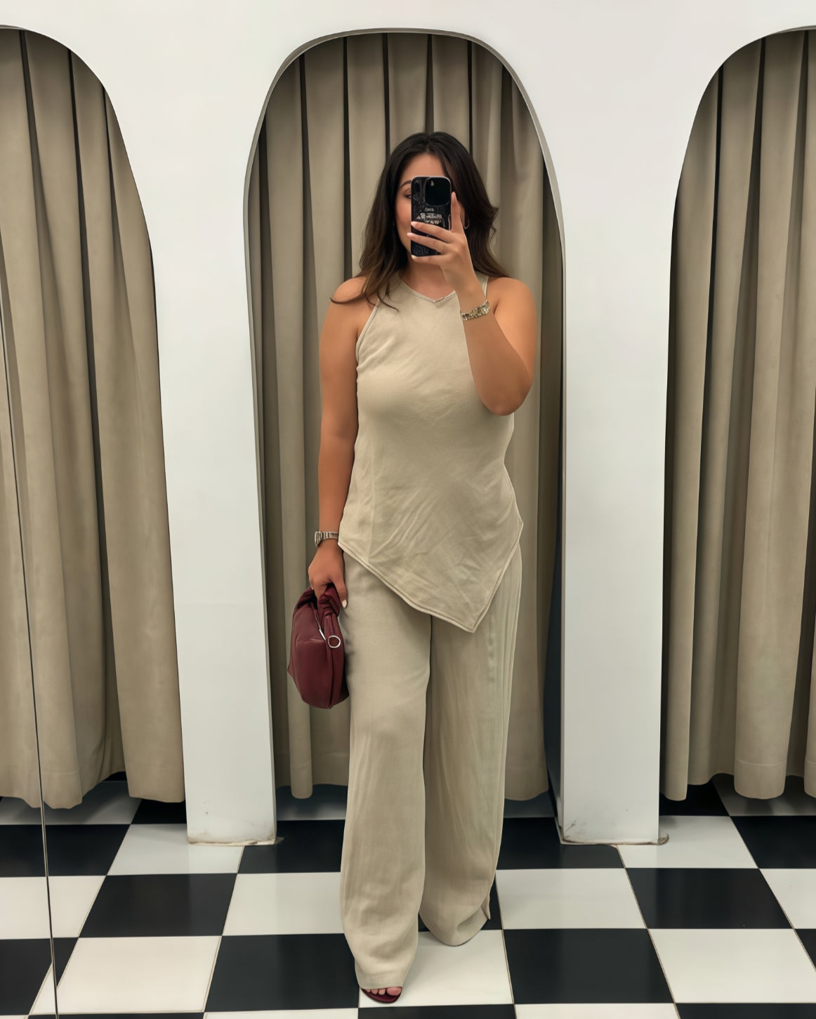 Beige Cross Cut Suit