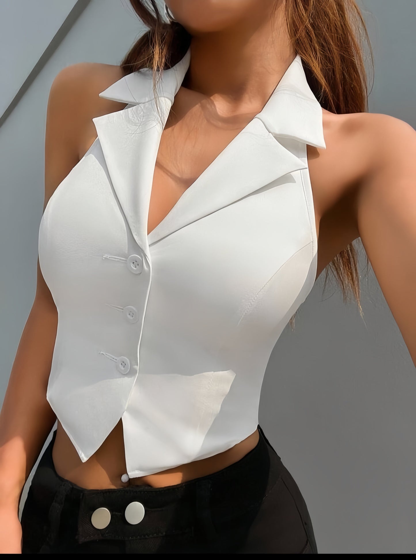 Collar waistcoat with back fastening