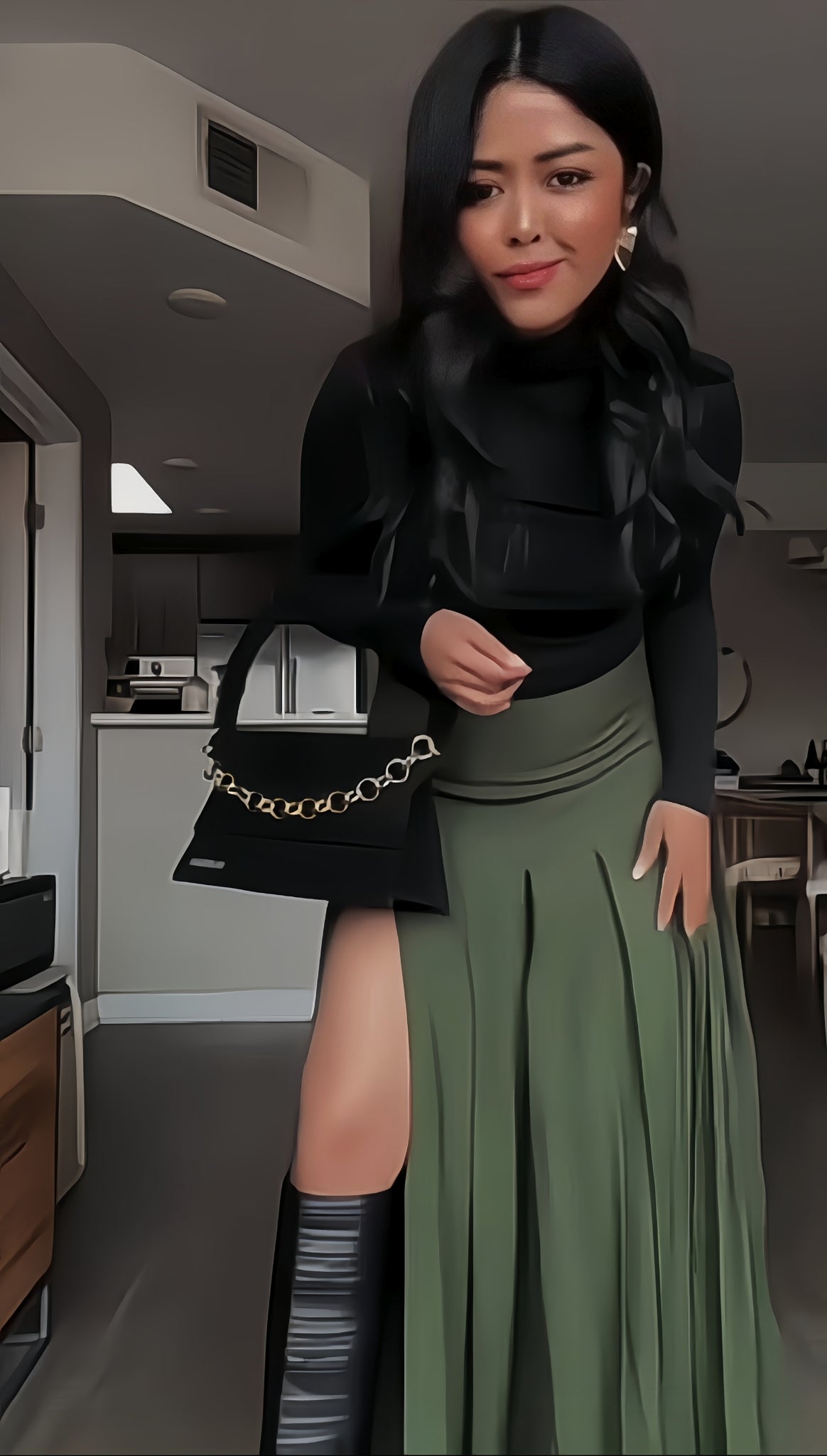 Maxi Skirt - Dark Slate Check