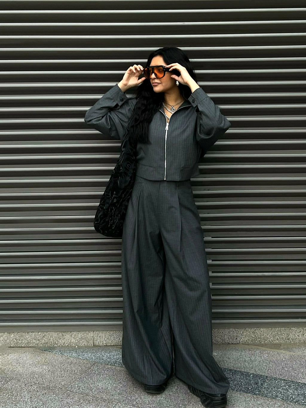 STRIPED BOXY JACKET SET