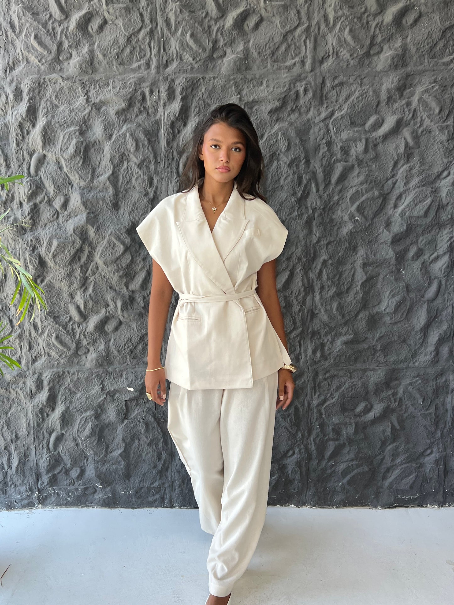 Linen Blend Pleated Sets