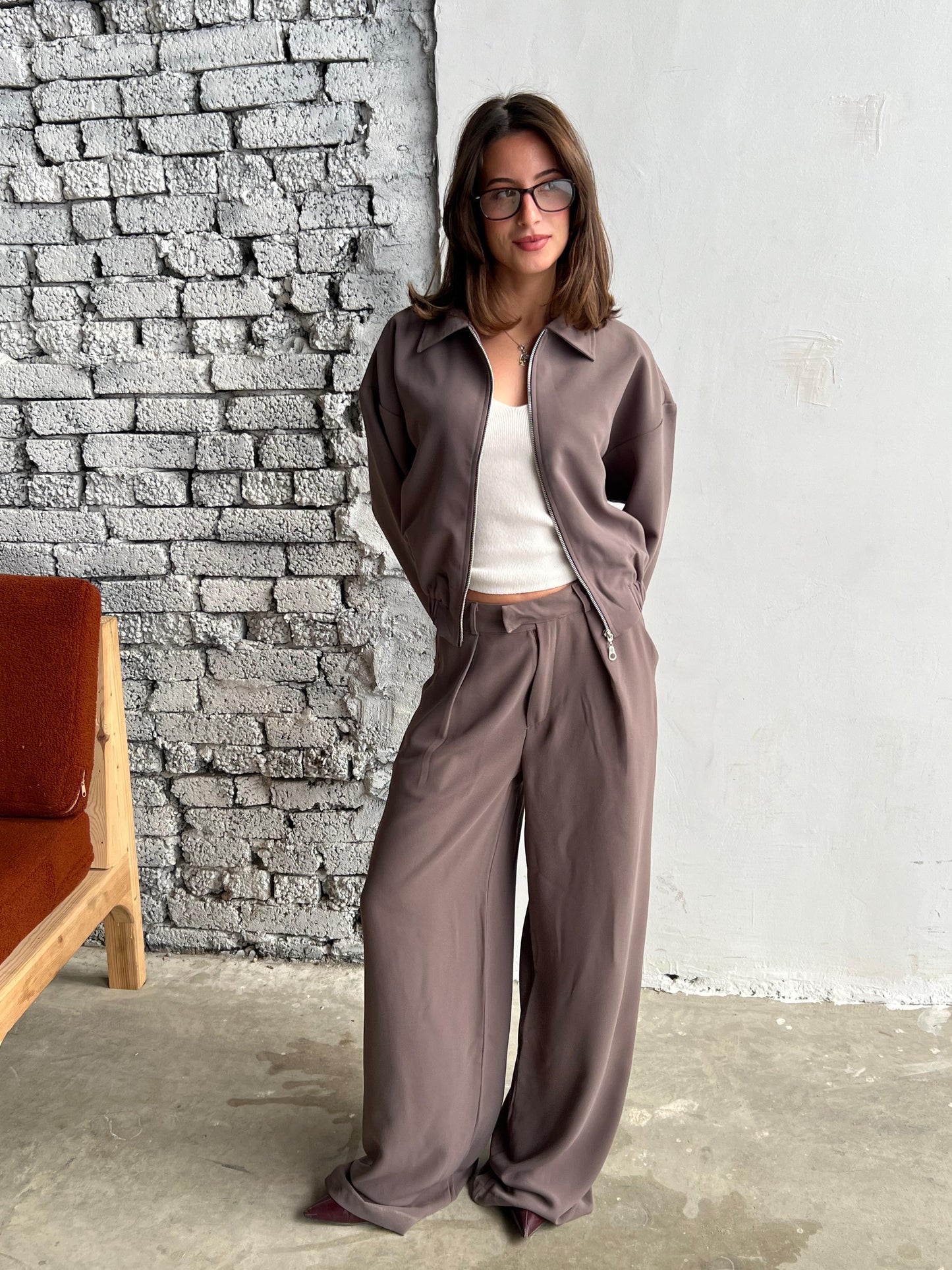 Brown Two-Piece Casual Suit