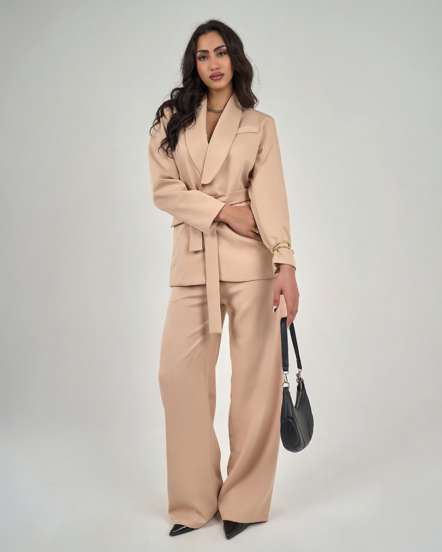 Women's Belted Jacket Trousers Set