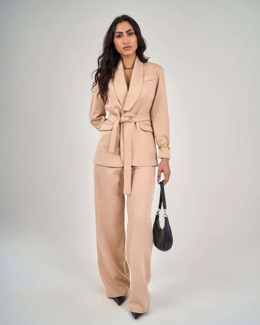 Women's Belted Jacket Trousers Set