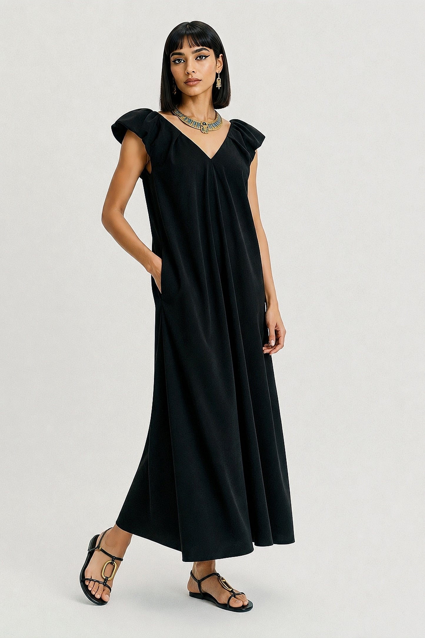 LONG PUFF SLEEVE DRESS
