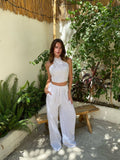 White Linen Neck Tie Set