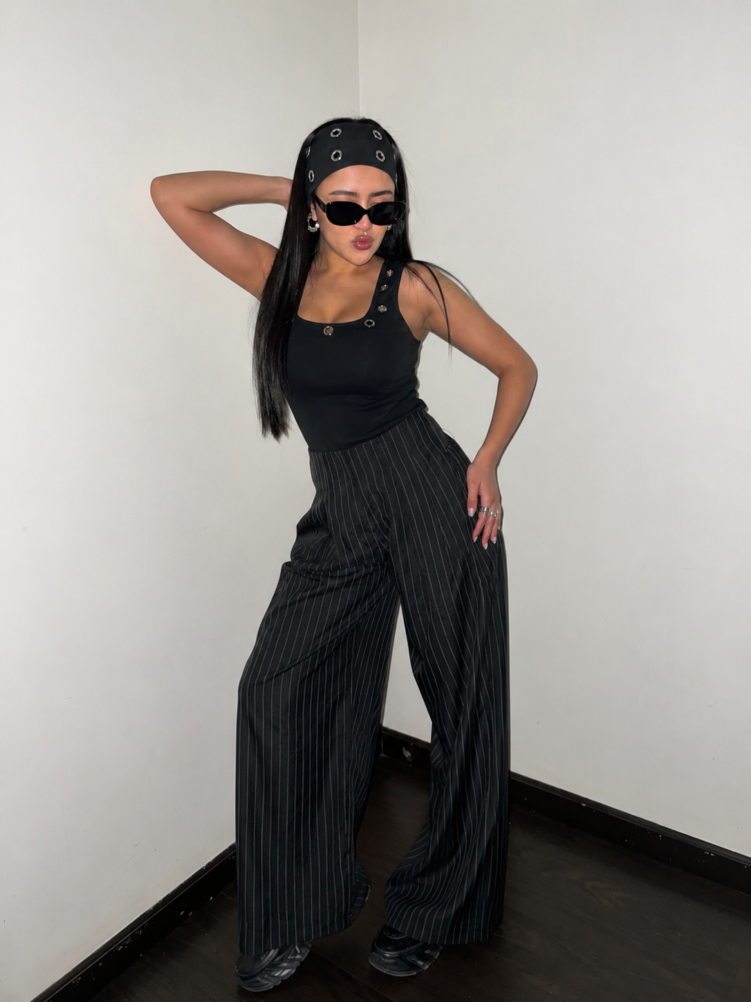 Pinstripe wide-leg pants