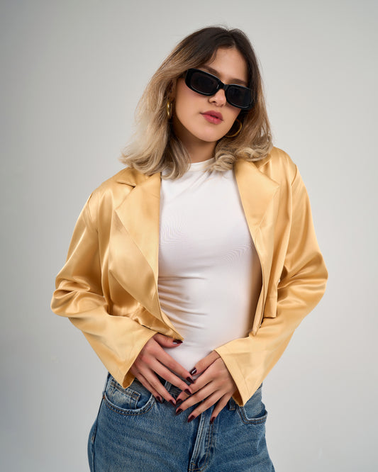 Cropped Satin Blazer