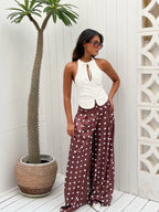Wide-leg polka dot trousers