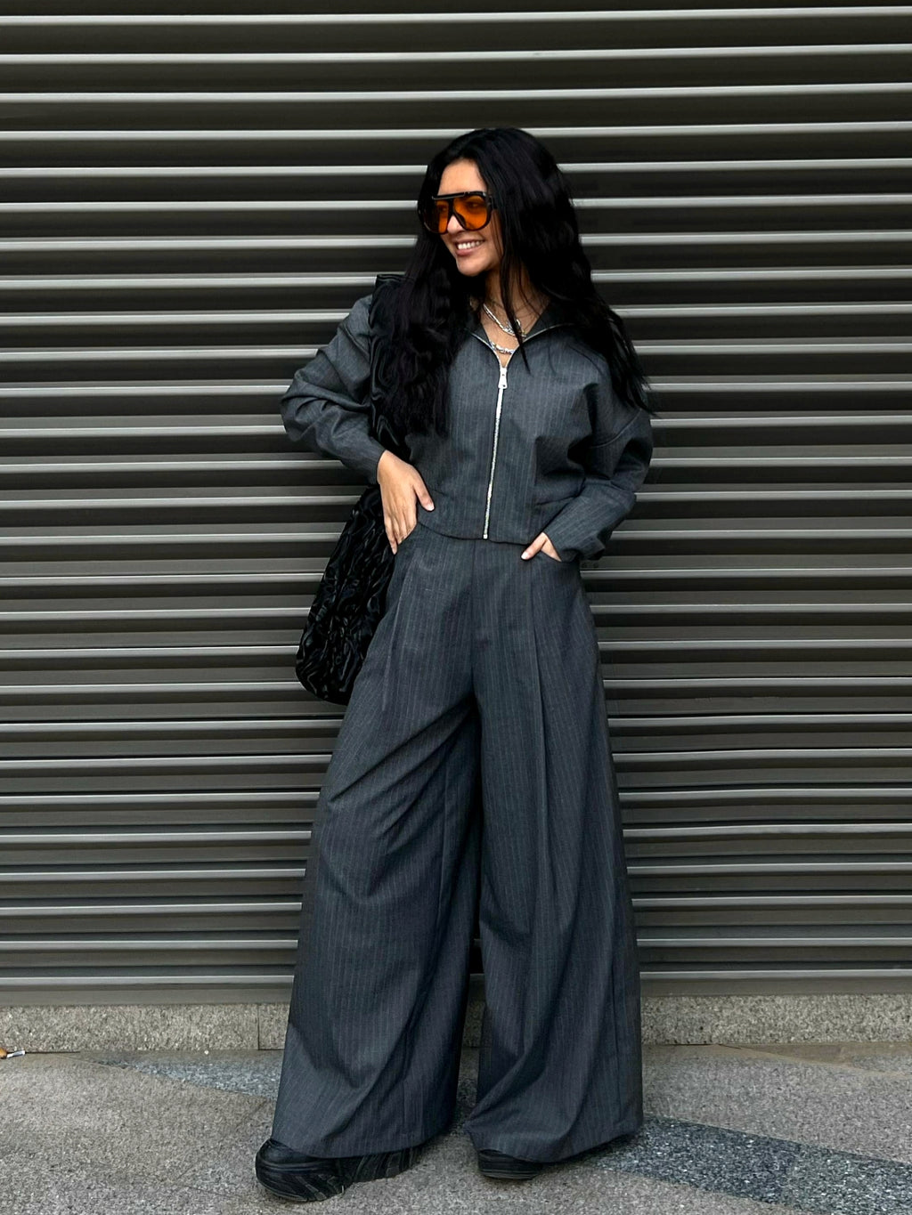 STRIPED BOXY JACKET SET