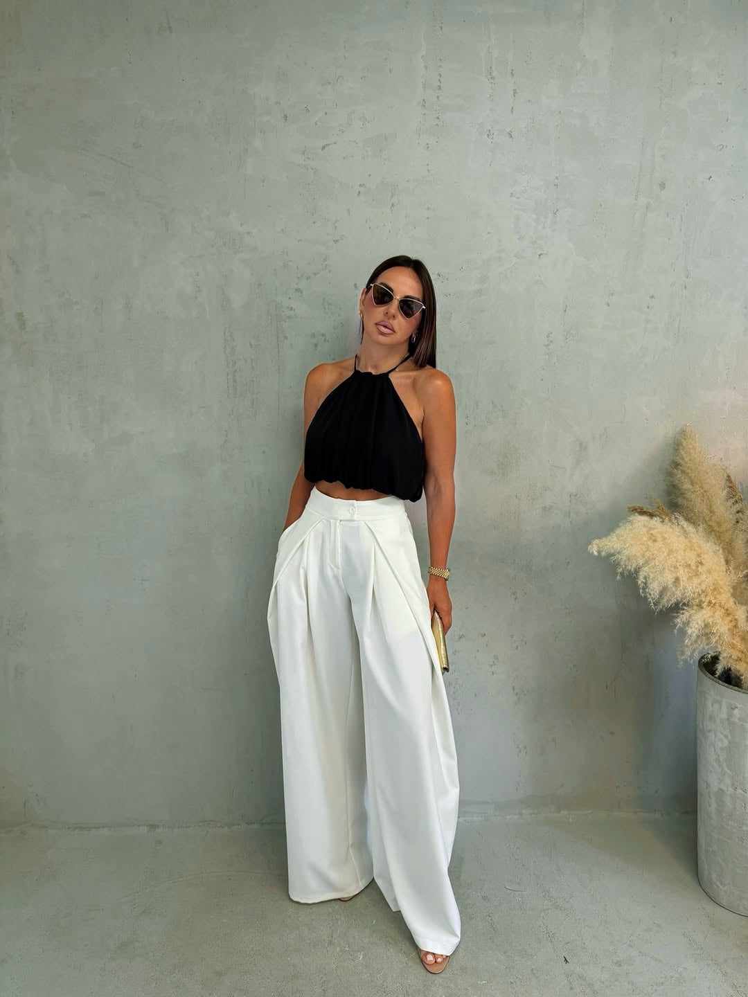 Elara Wide-Leg Pants-Ivory