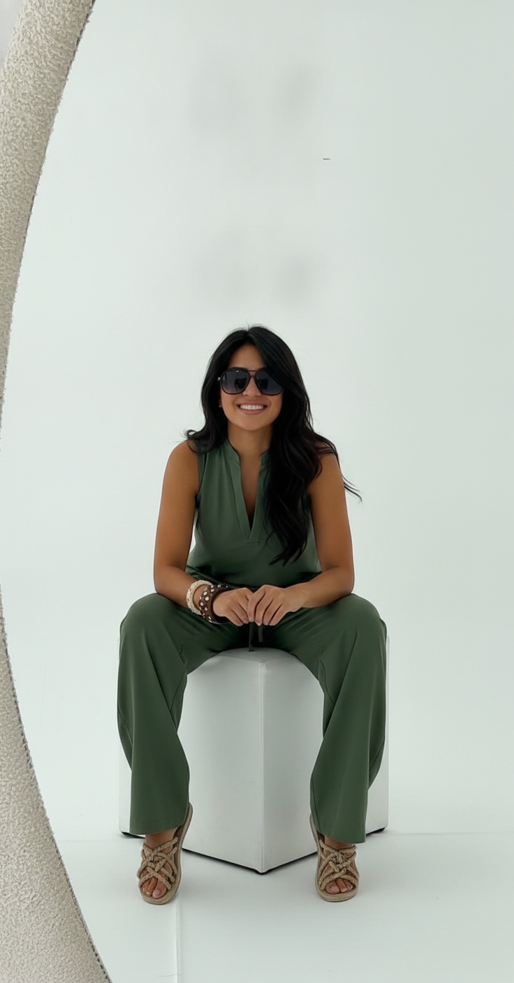 Olive Luna Halter Linen Set