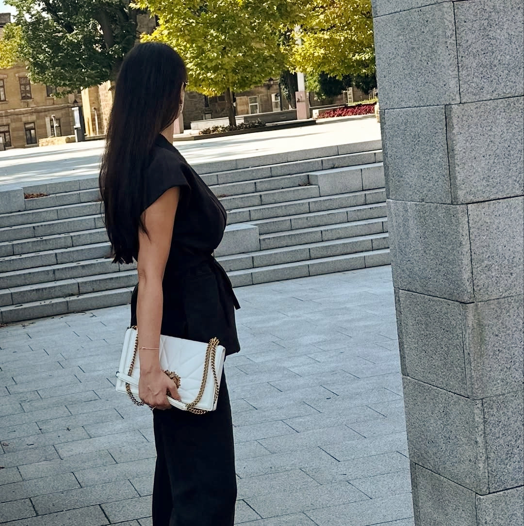 Linen Blend Pleated Set