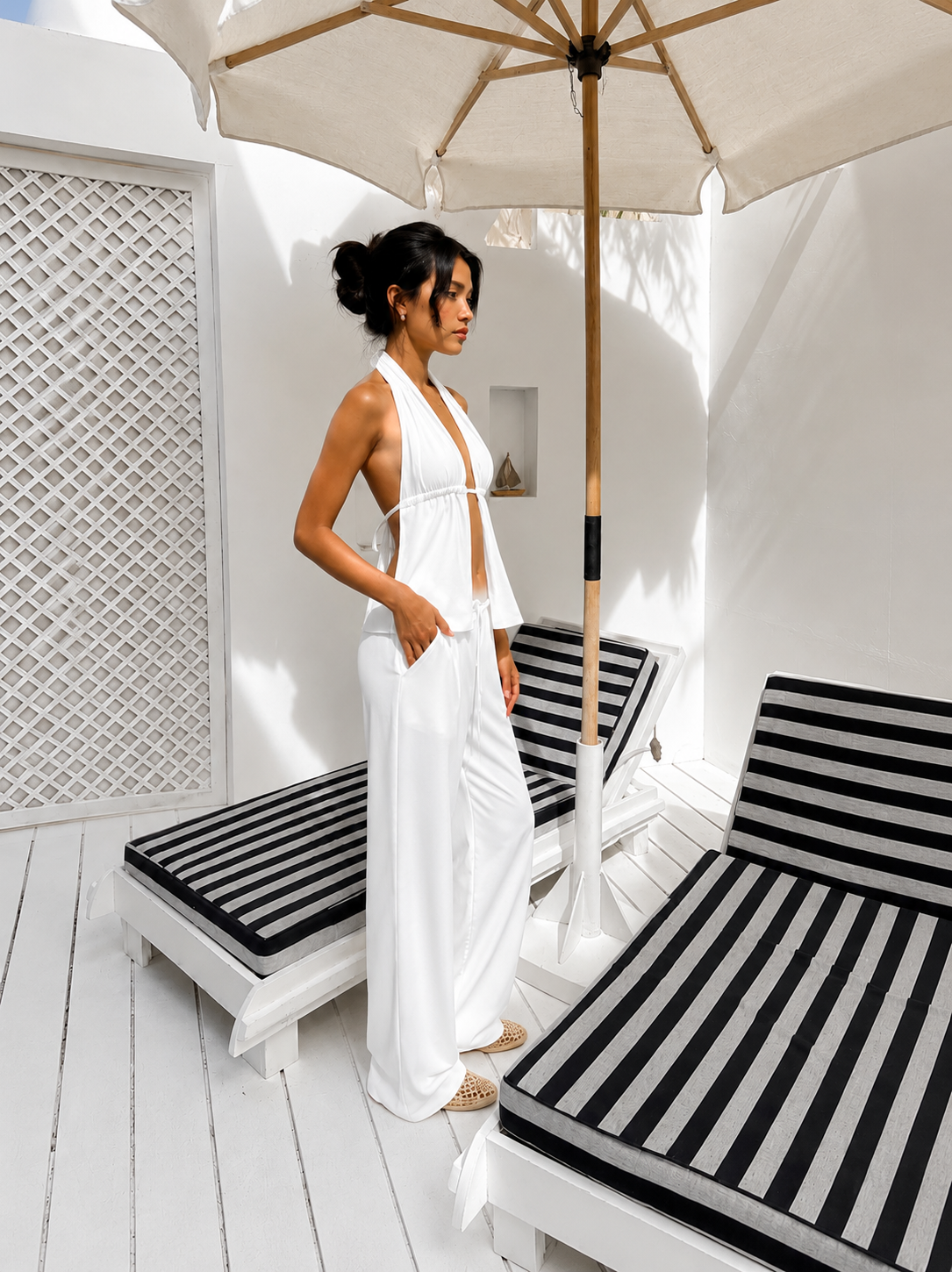 Corset Detailed Crop Trouser Set