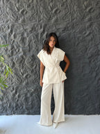 Linen Blend Pleated Sets