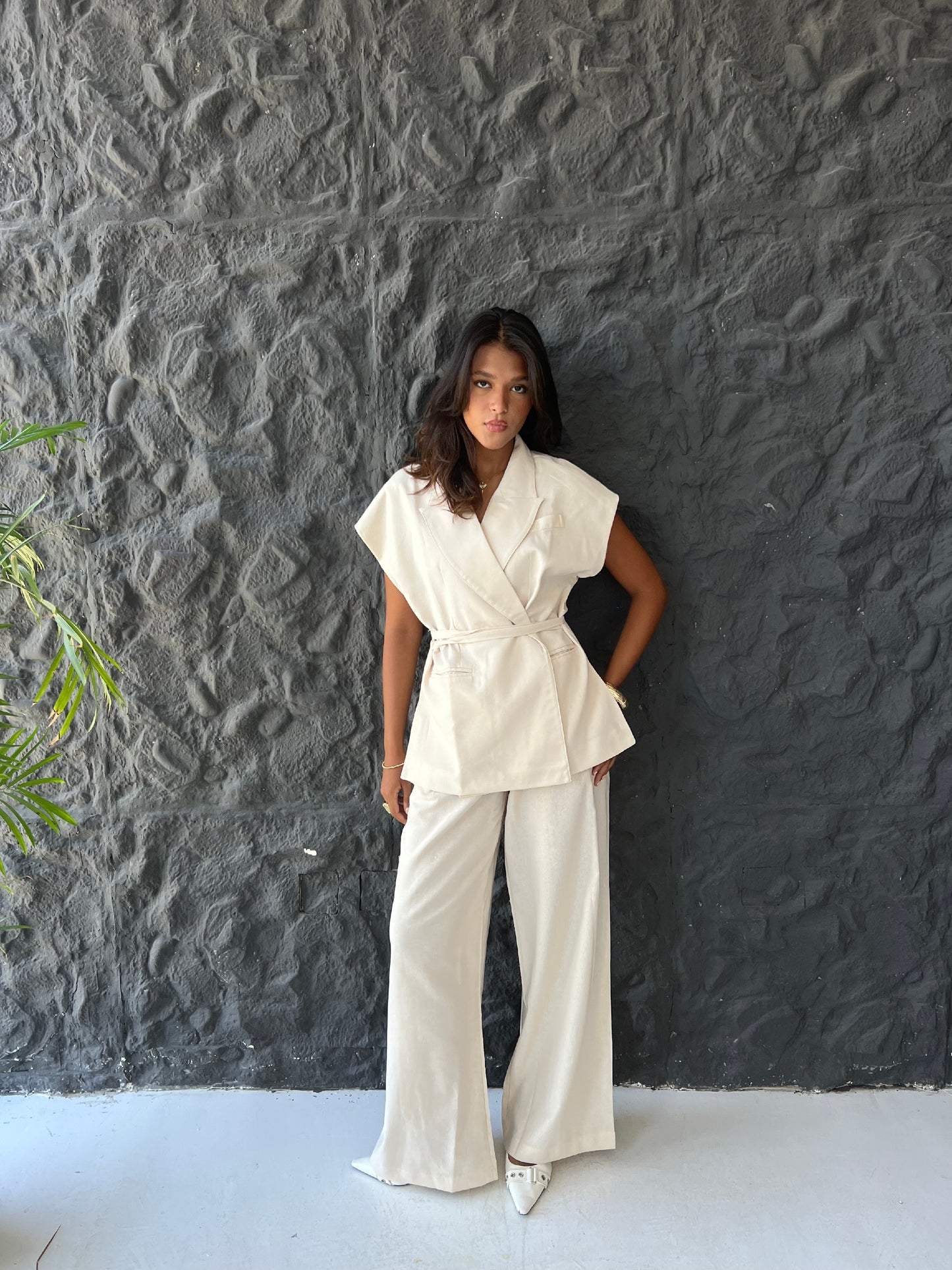 Linen Blend Pleated Sets