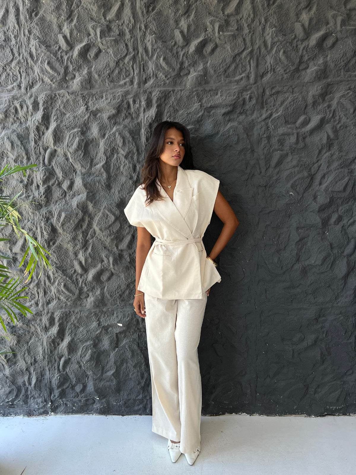 Linen Blend Pleated Sets