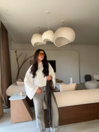 Wide Sleeve Satin Blouse White