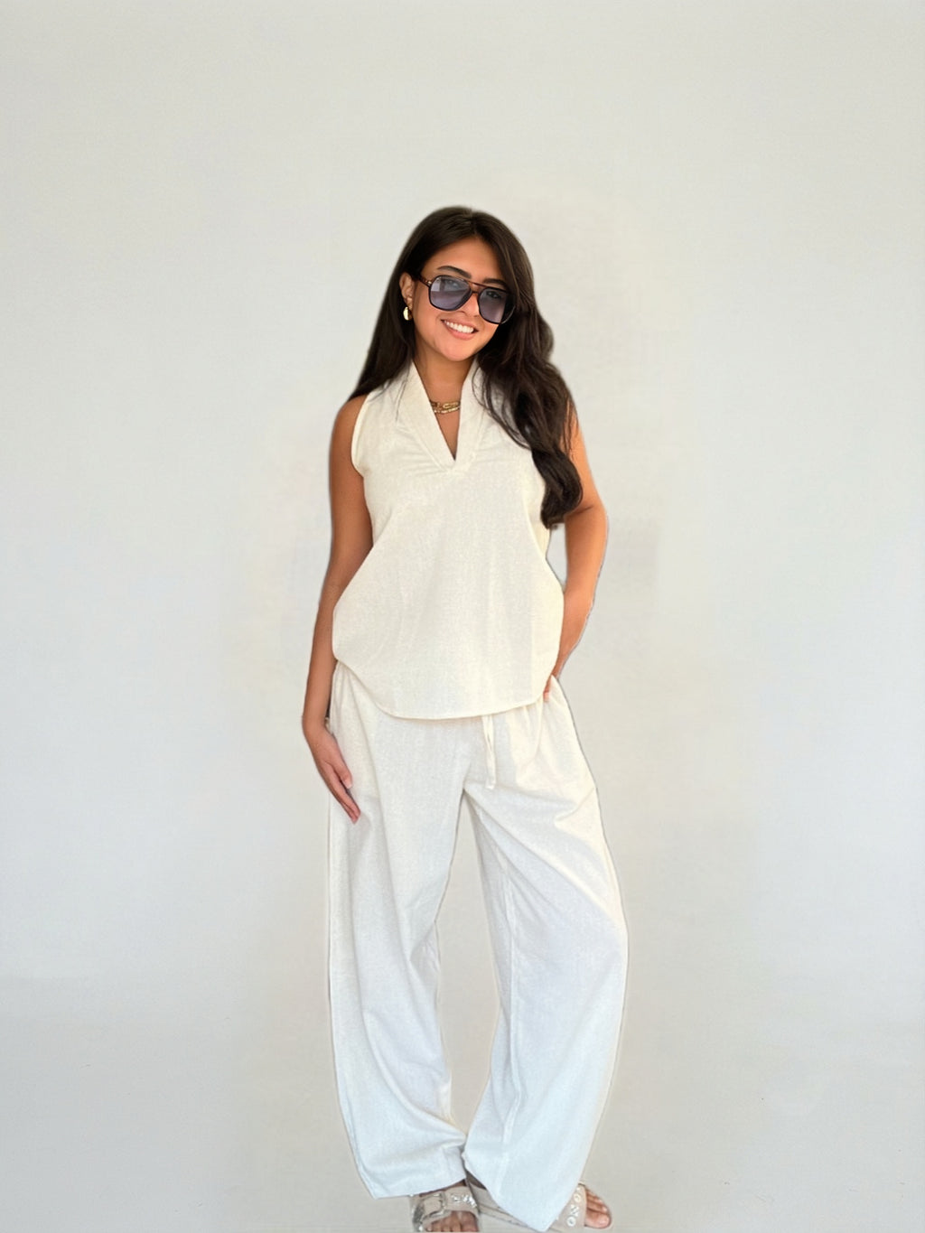 Luna Halter Linen Set