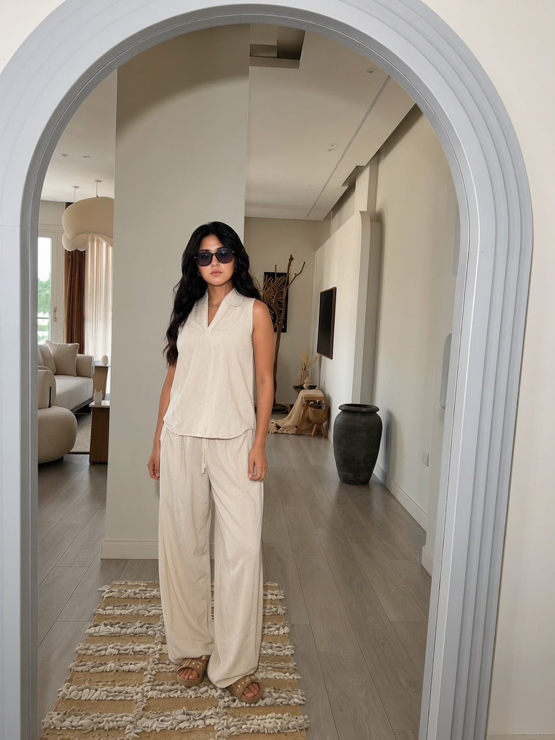 Beige Luna Halter Linen Set
