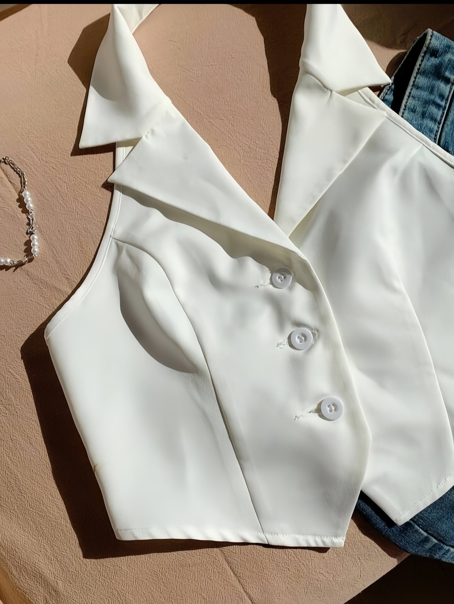 Collar waistcoat with back fastening