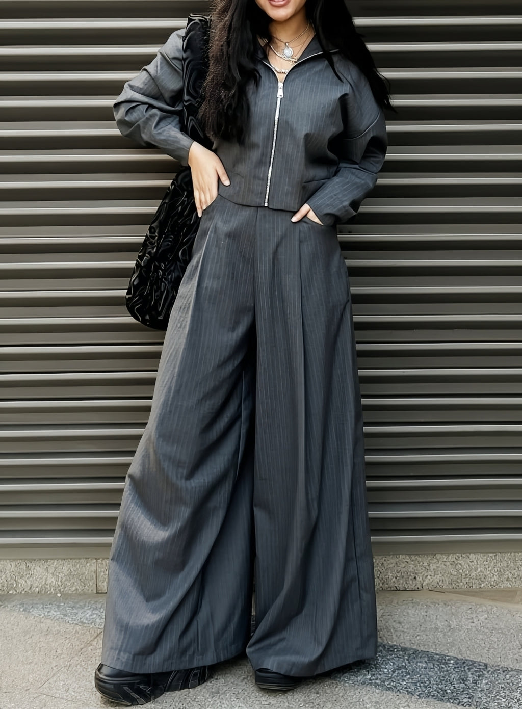 STRIPED BOXY JACKET SET