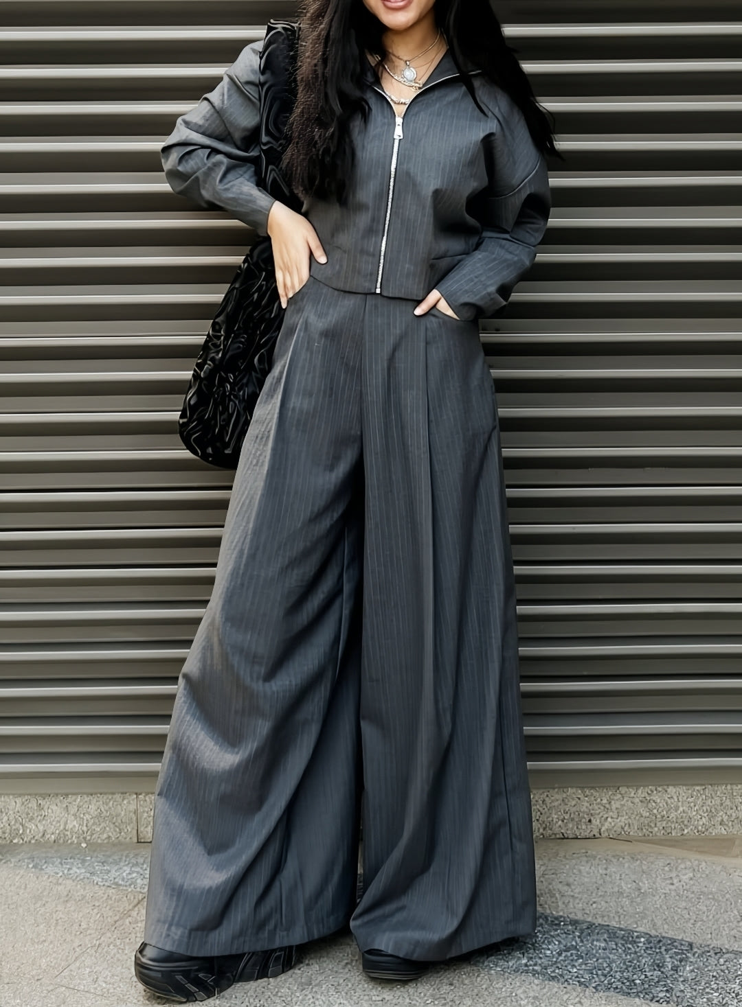 STRIPED BOXY JACKET SET