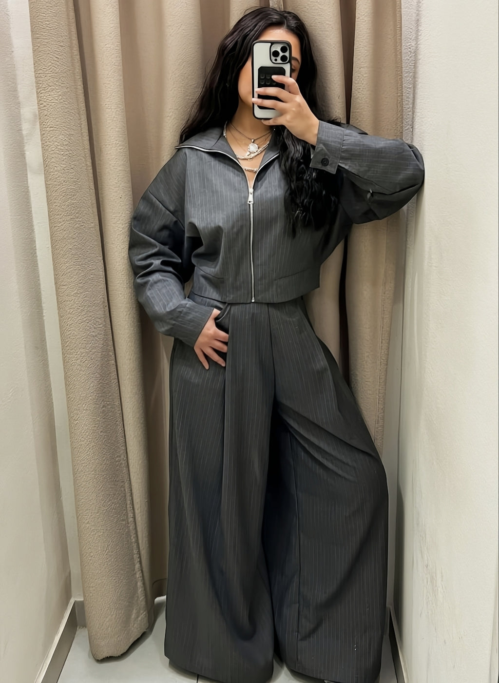 STRIPED BOXY JACKET SET