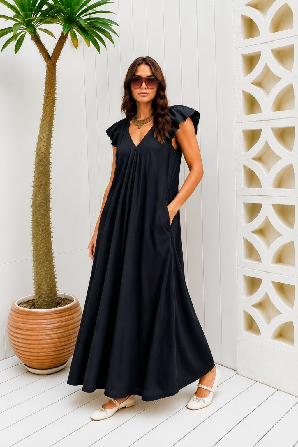 LONG PUFF SLEEVE DRESS