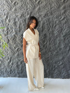Linen Blend Pleated Sets