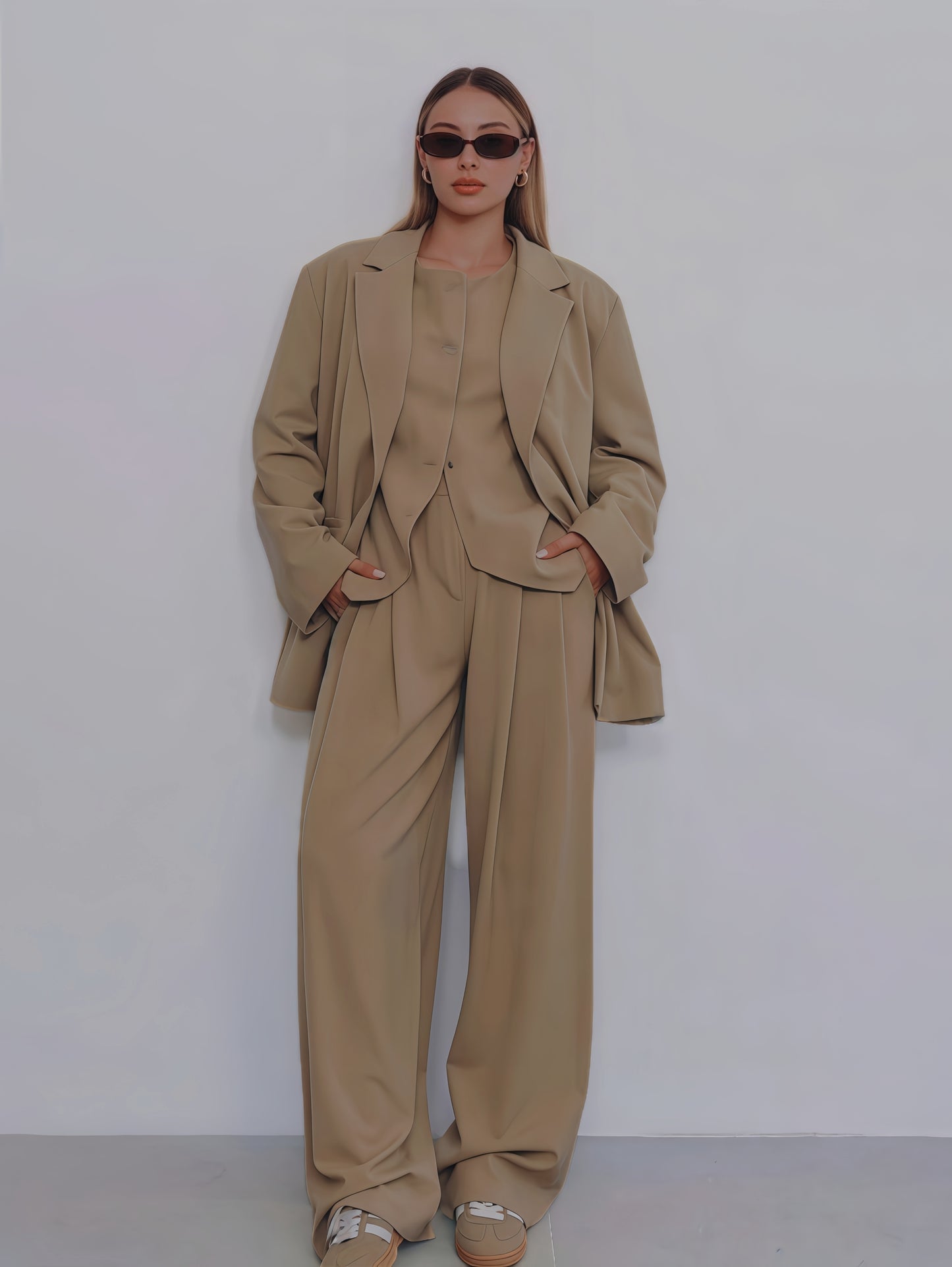 3 Piece Women's Suit Oversized It Is Beige