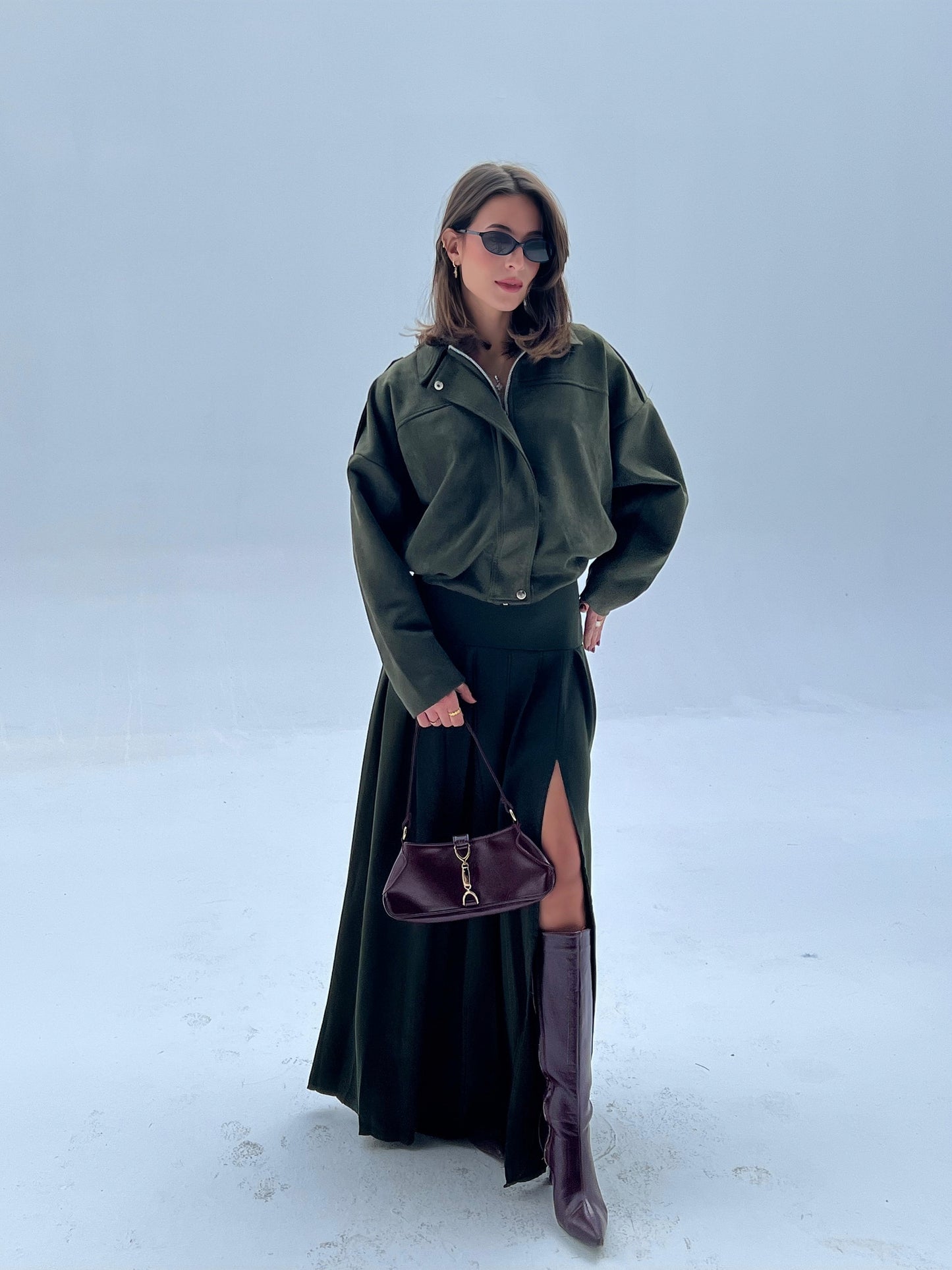 Maxi Skirt - Dark Slate Check