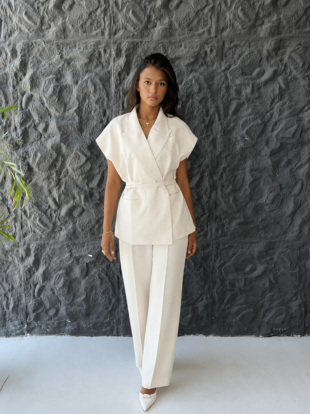 Linen Blend Pleated Sets