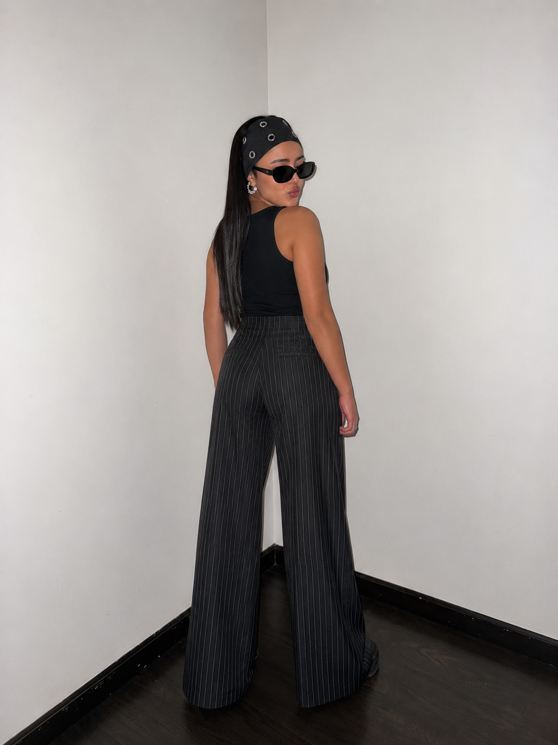Pinstripe wide-leg pants