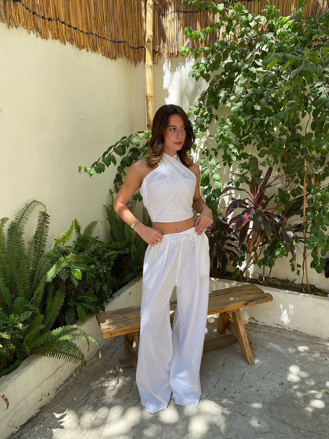 White Linen Neck Tie Set