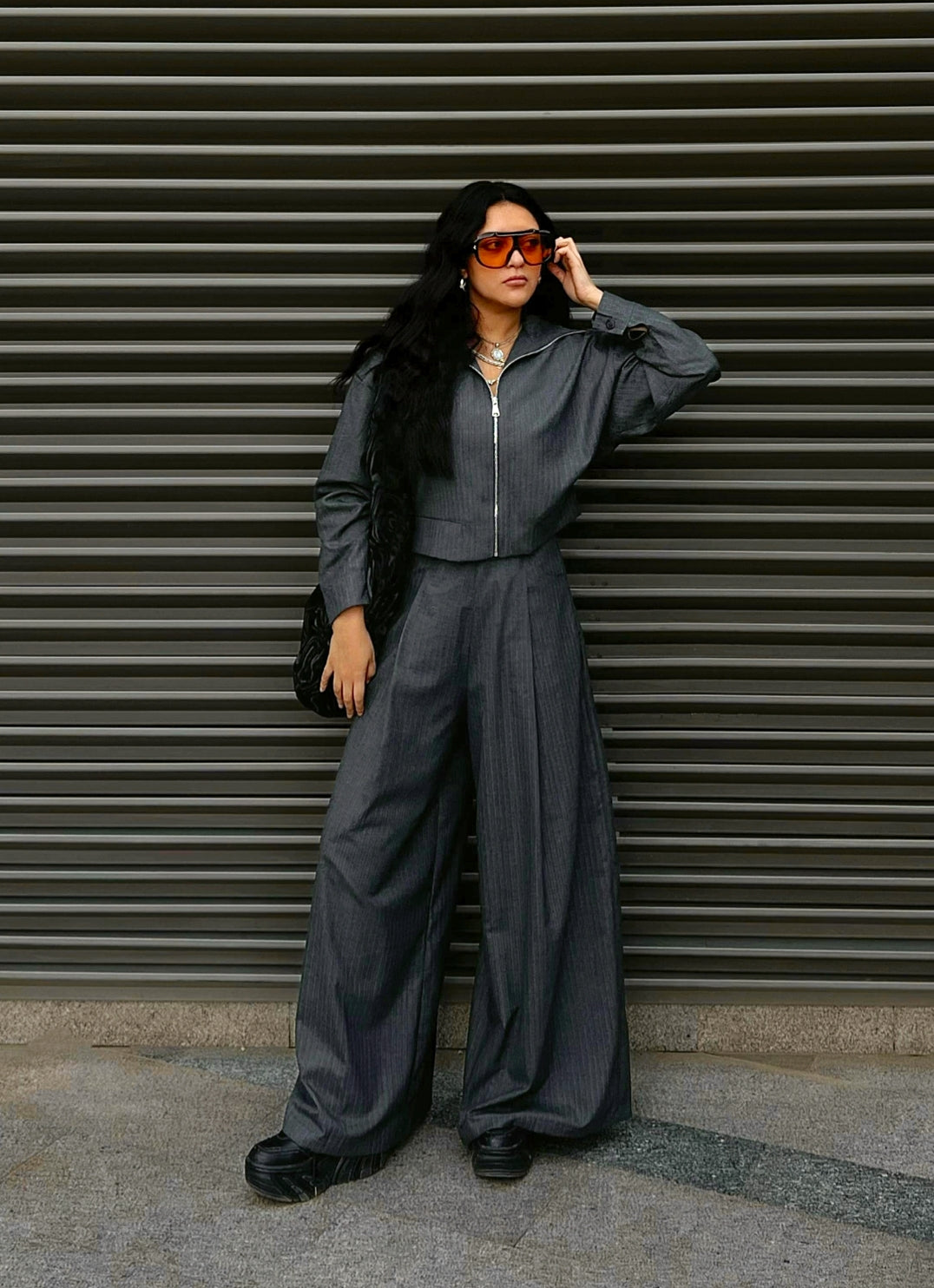 STRIPED BOXY JACKET SET