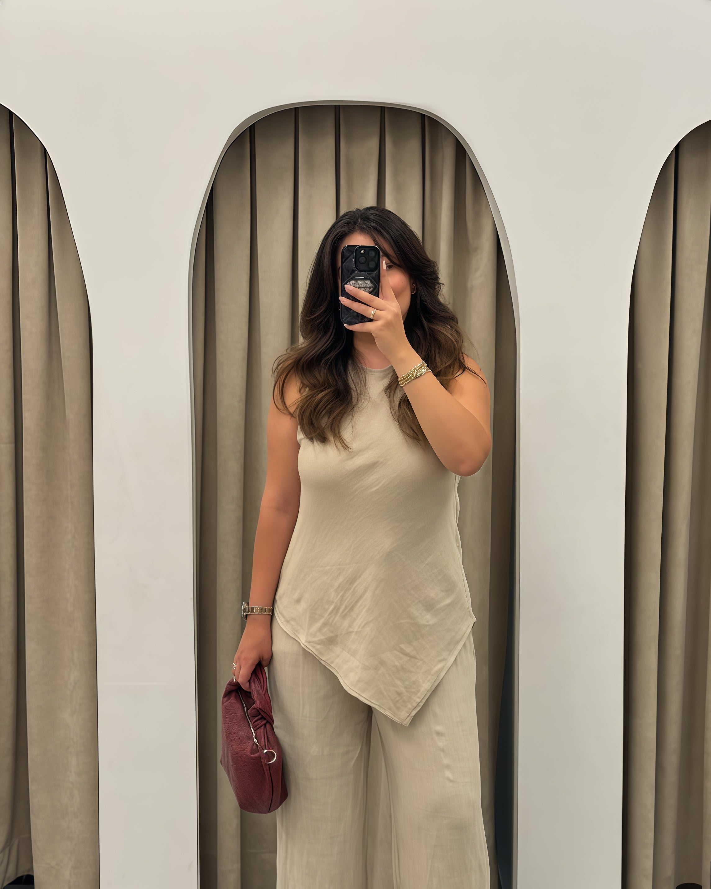 Beige Cross Cut Suit