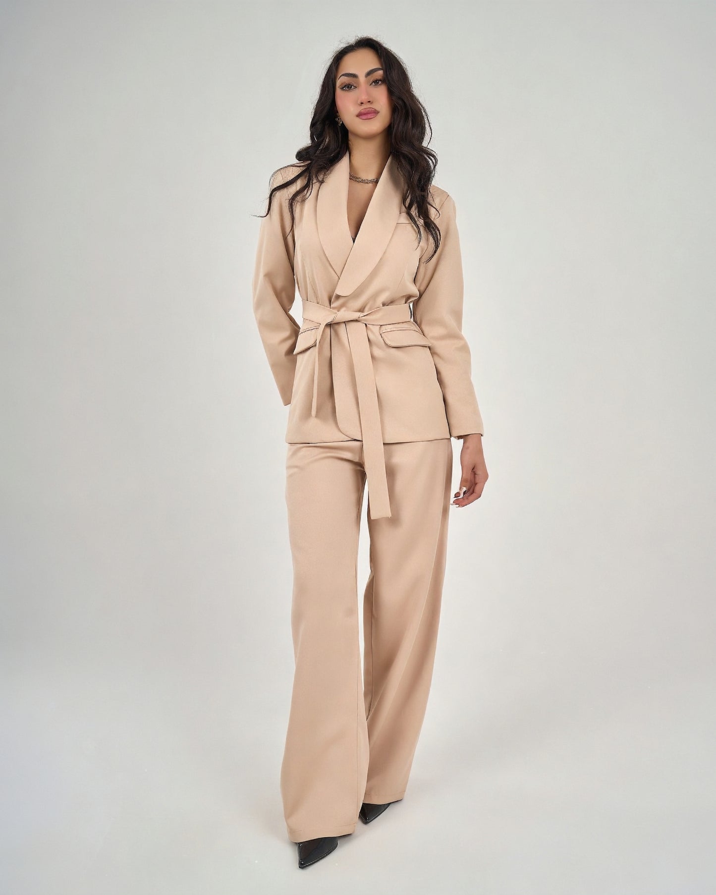 Women's Belted Jacket Trousers Set