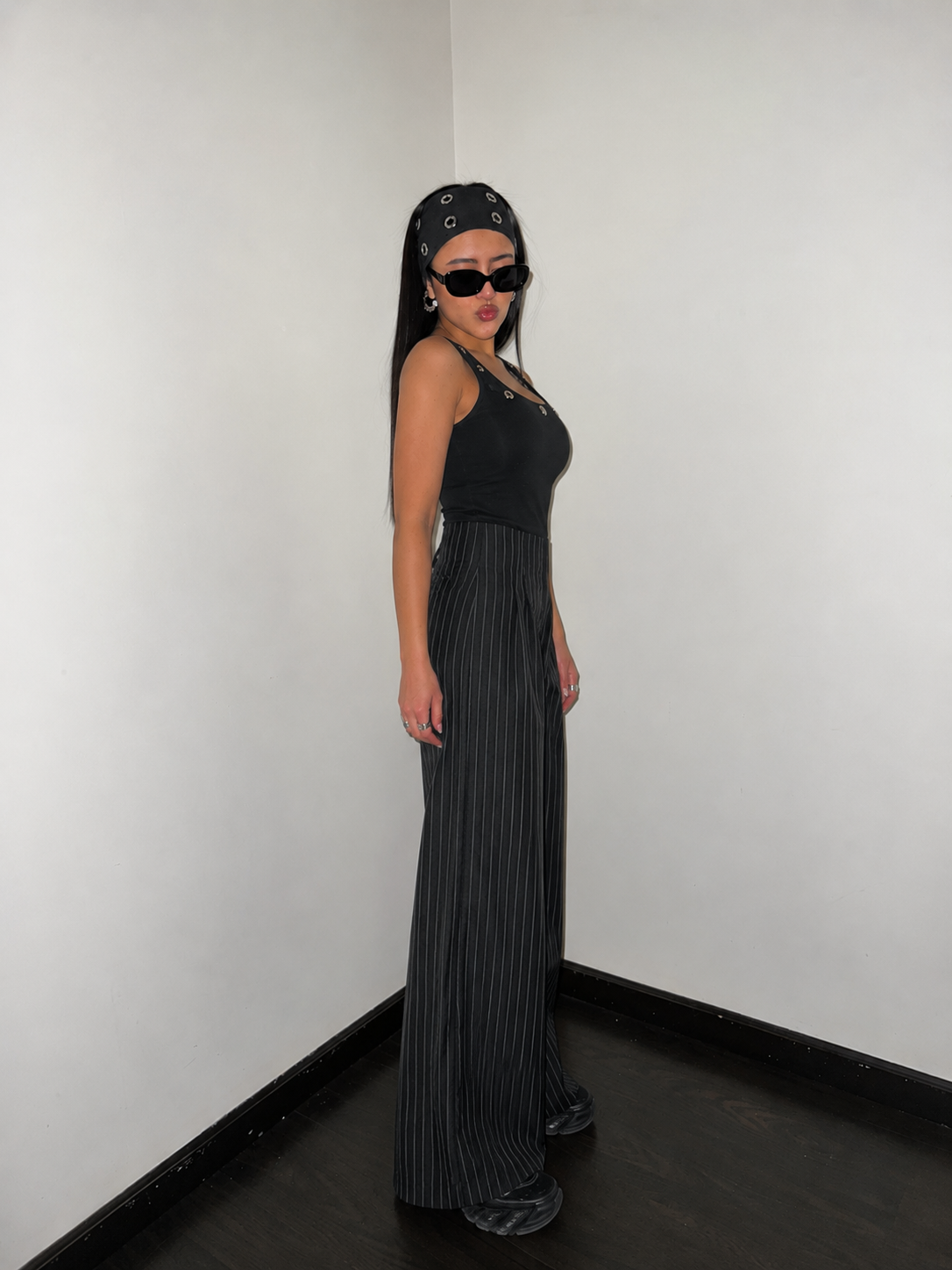 Pinstripe wide-leg pants