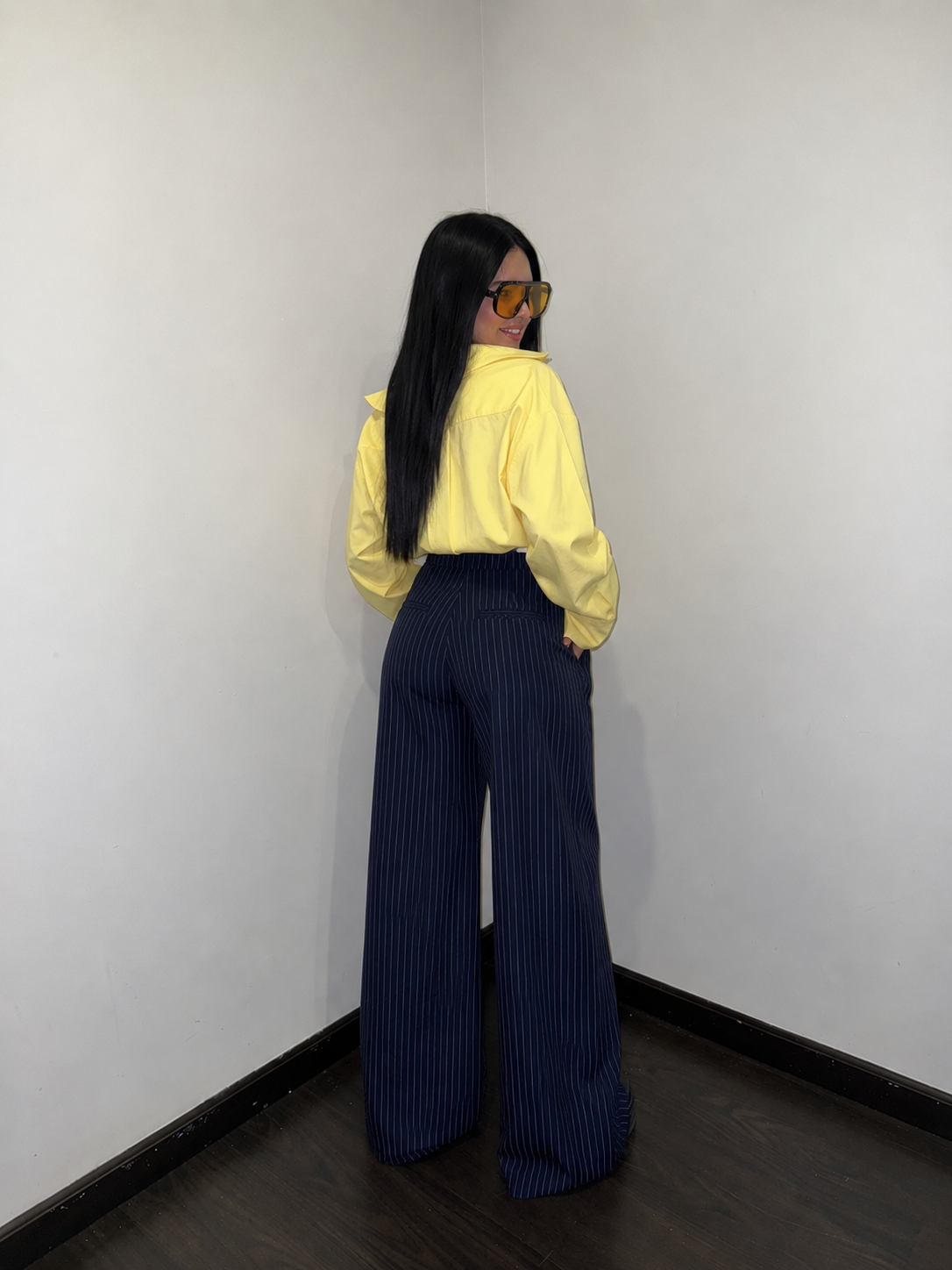 Pinstripe wide-leg pants