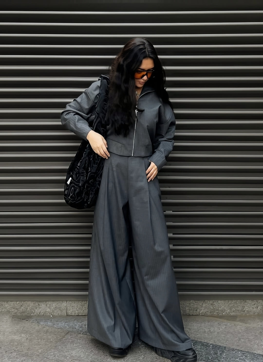 STRIPED BOXY JACKET SET