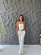 Allure Satin Scarf Top & Wide-Leg Pants Set