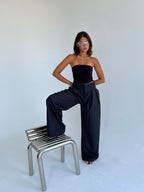 The Riviera Pinstripe Wide-Leg Pants