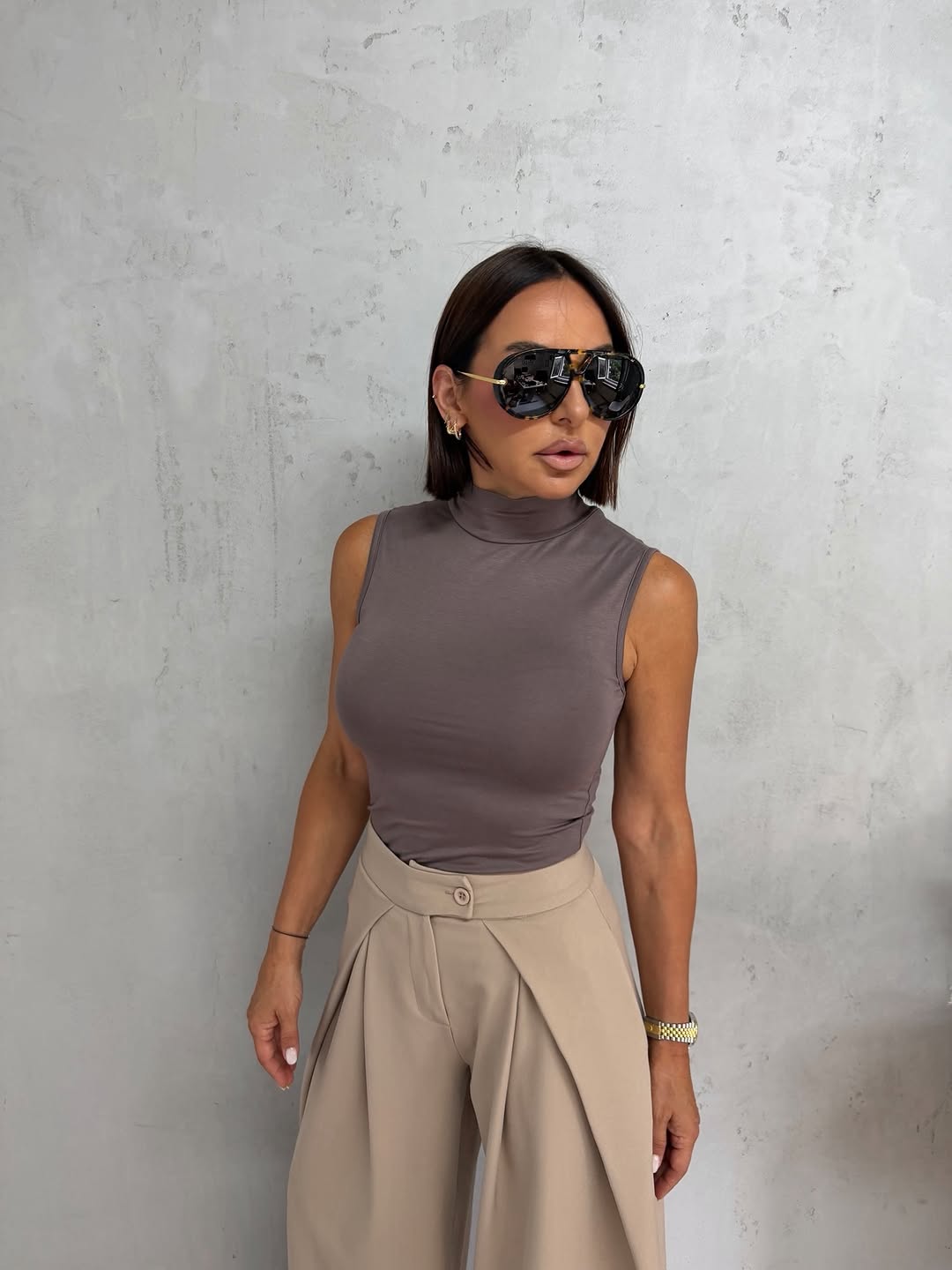 Elara Wide-Leg Pants-Beige