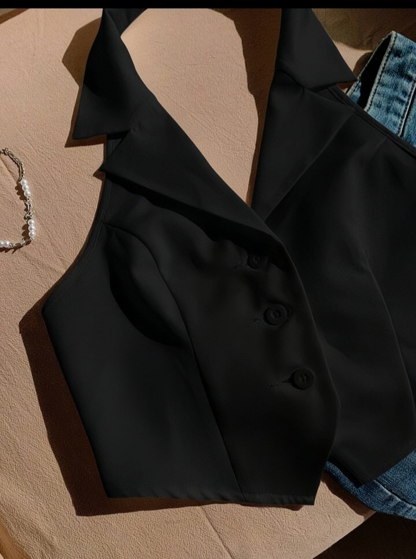 Collar waistcoat with back fastening