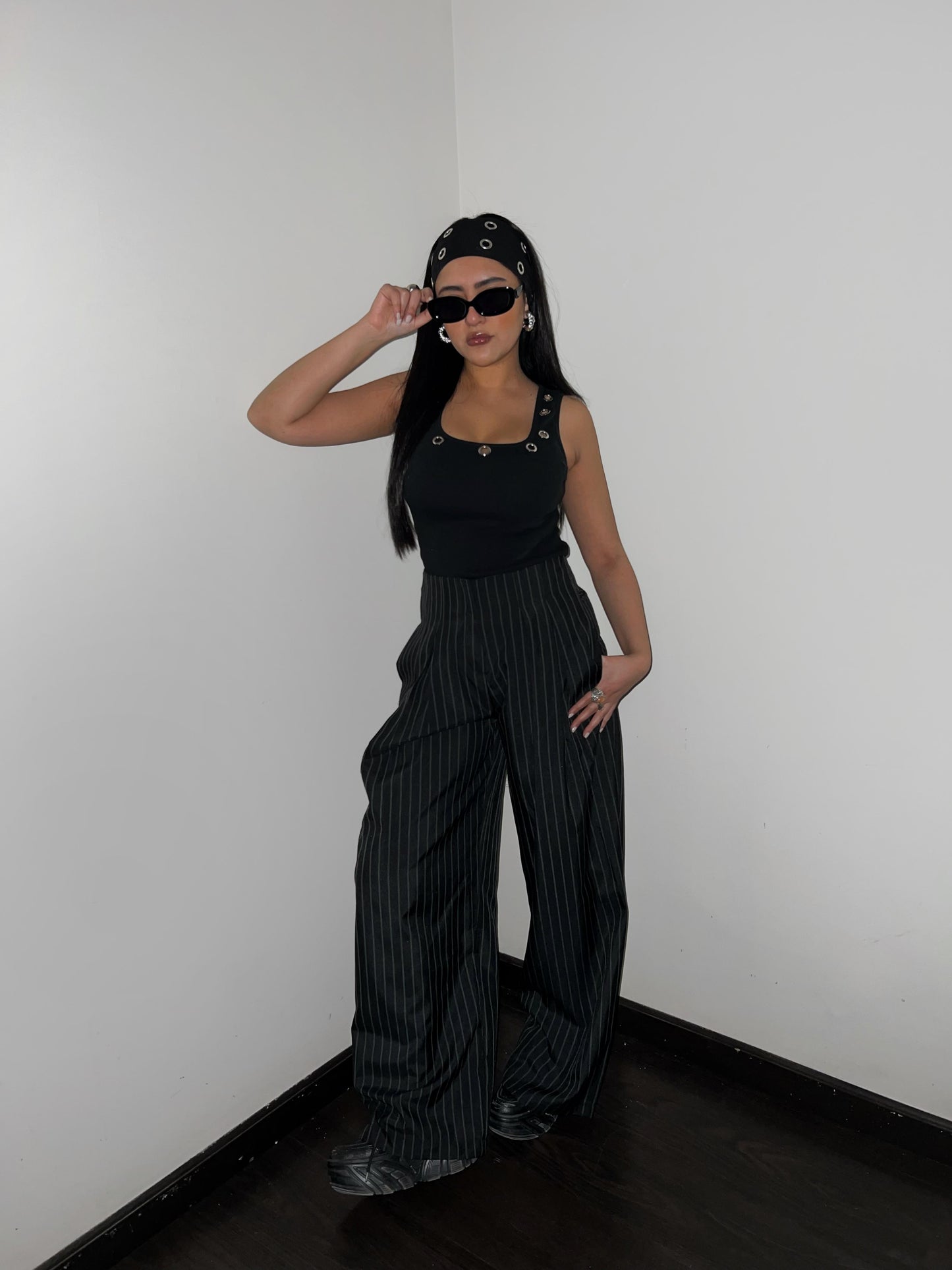 Pinstripe wide-leg pants