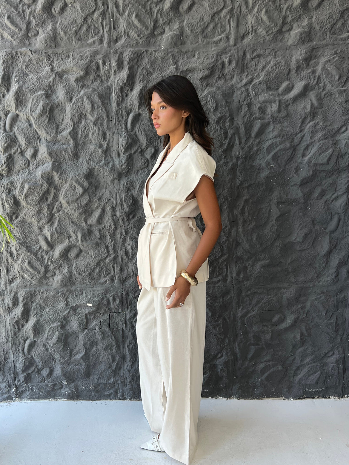 Linen Blend Pleated Sets