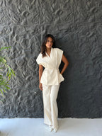 Linen Blend Pleated Sets