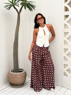 Wide-leg polka dot trousers