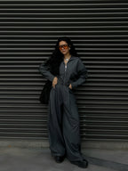 STRIPED BOXY JACKET SET